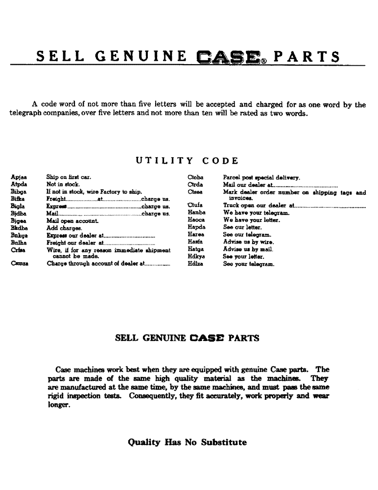 Схема запчастей Case 420B - (003) - UTILITY CODE (00) - GENERAL
