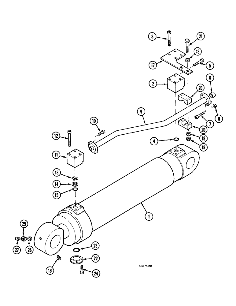 Схема запчастей Case 220B - (8-104) - ARM CYLINDER CIRCUIT, TUBE, FITTINGS AND CLAMPS, UNITS WITH OPTIONAL CRANING VALVE (08) - HYDRAULICS
