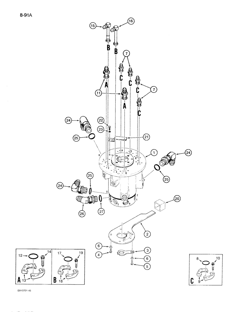 Схема запчастей Case 1085B - (8-091A) - SWIVEL CONVERSION KIT (08) - HYDRAULICS