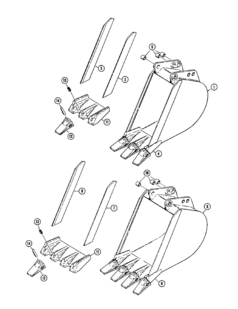 Схема запчастей Case 880 - (286) - BACKHOE BUCKETS, HEAVY DUTY BUCKET WITH CASE CUTTING EDGE AND TEETH (USED WITH EXTENDAHOE) (19) - BUCKETS