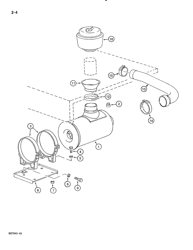 Схема запчастей Case 888 - (2-004) - AIR INTAKE PARTS (02) - ENGINE