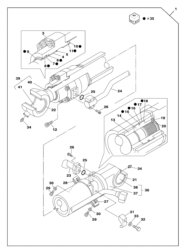 Схема запчастей Case CX300C - (08-303-00[01]) - CYLINDER ASSY, BUCKET (08) - HYDRAULICS