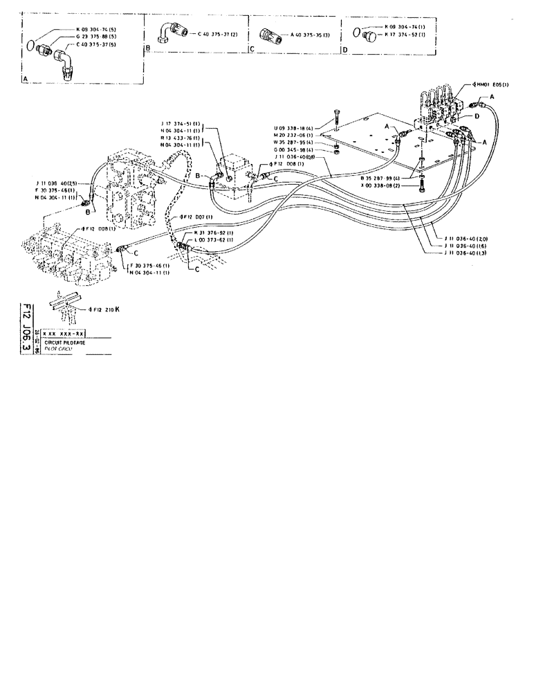Схема запчастей Case 90BCL - (187) - PILOT CIRCUIT (07) - HYDRAULIC SYSTEM