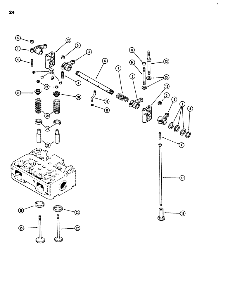 Схема запчастей Case 680G - (024) - VALVE MECHANISM, 336BD DIESEL ENGINE (02) - ENGINE