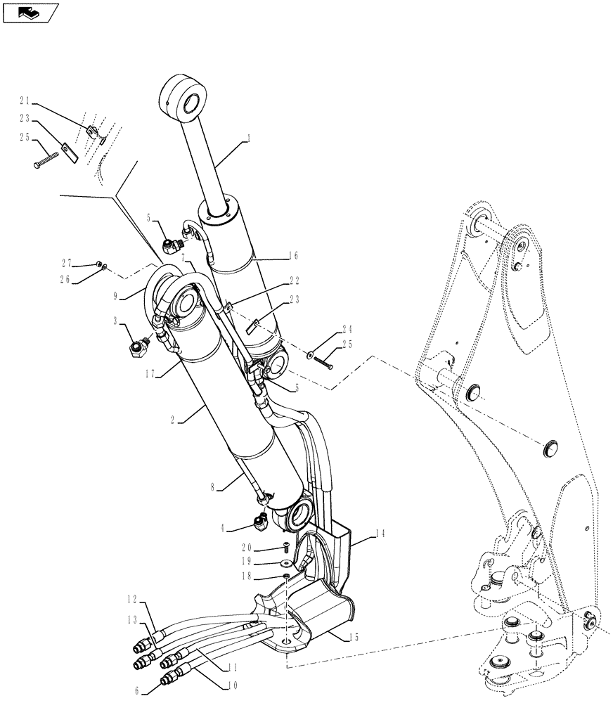 Схема запчастей Case 590SN - (35.737.01[03]) - HYDRAULICS - BOOM INSTALL (590SN) (35) - HYDRAULIC SYSTEMS