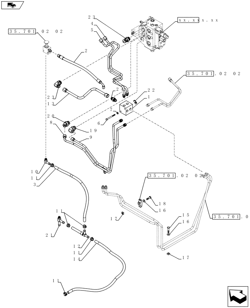 Схема запчастей Case SV185 - (35.701.AX[01]) - LOADER VALVE PLUMBING (SV185) (35) - HYDRAULIC SYSTEMS