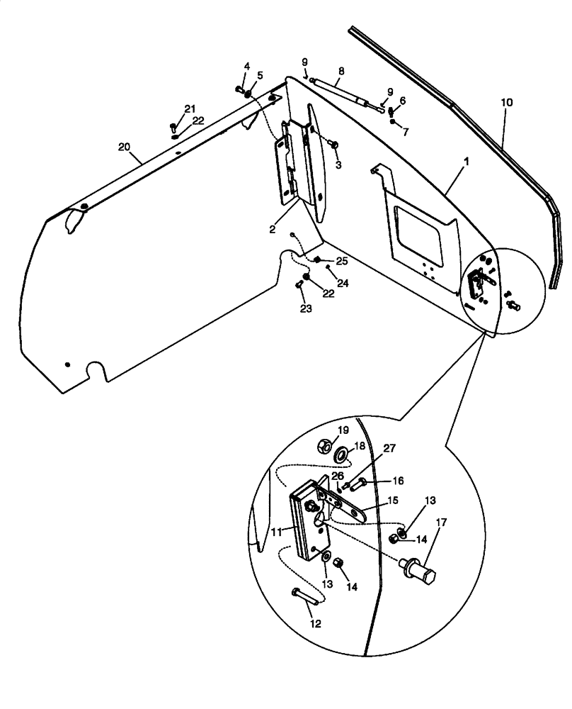 Схема запчастей Case 650L - (90.116.03) - DOORS, REAR COVER - CANOPY, ROPS (90) - PLATFORM, CAB, BODYWORK AND DECALS