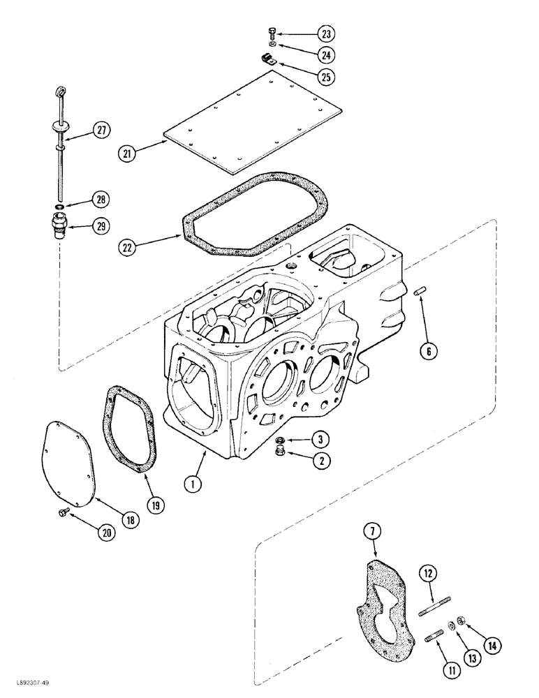 Схема запчастей Case 480F LL - (6-48) - TRANSAXLE TRANSMISSION HOUSING, 4 WHEEL DRIVE (06) - POWER TRAIN