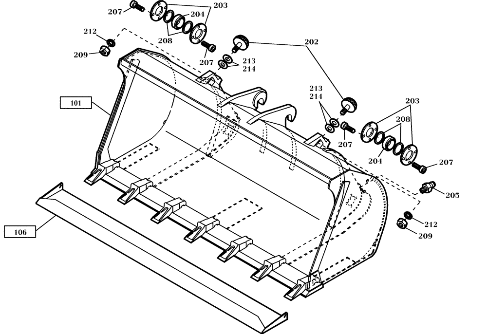 Схема запчастей Case 321D - (64.210[002]) - LIGHT GOODS BUCKET INSTALLATION 1200 L (OPTION) (S/N 591052-UP) No Description