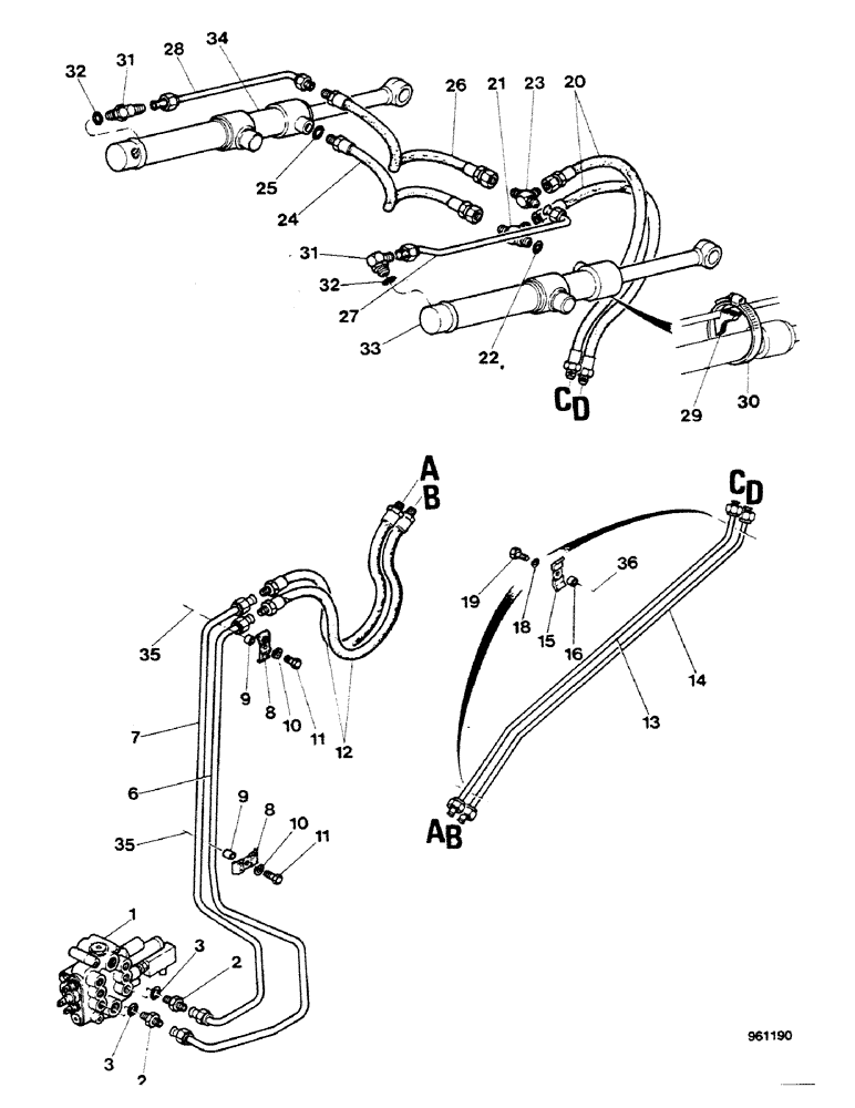 Схема запчастей Case 580G - (212) - LOADER - TILT CYLINDER HYDRAULIC CIRCUIT (08) - HYDRAULICS