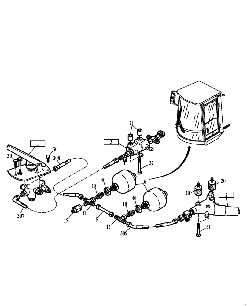 Схема запчастей Case 321D - (20.010[002]) - HYDRAULIC SYSTEM BASIC MACHINE FAST GEAR (OPTION) (S/N 591052-UP) No Description