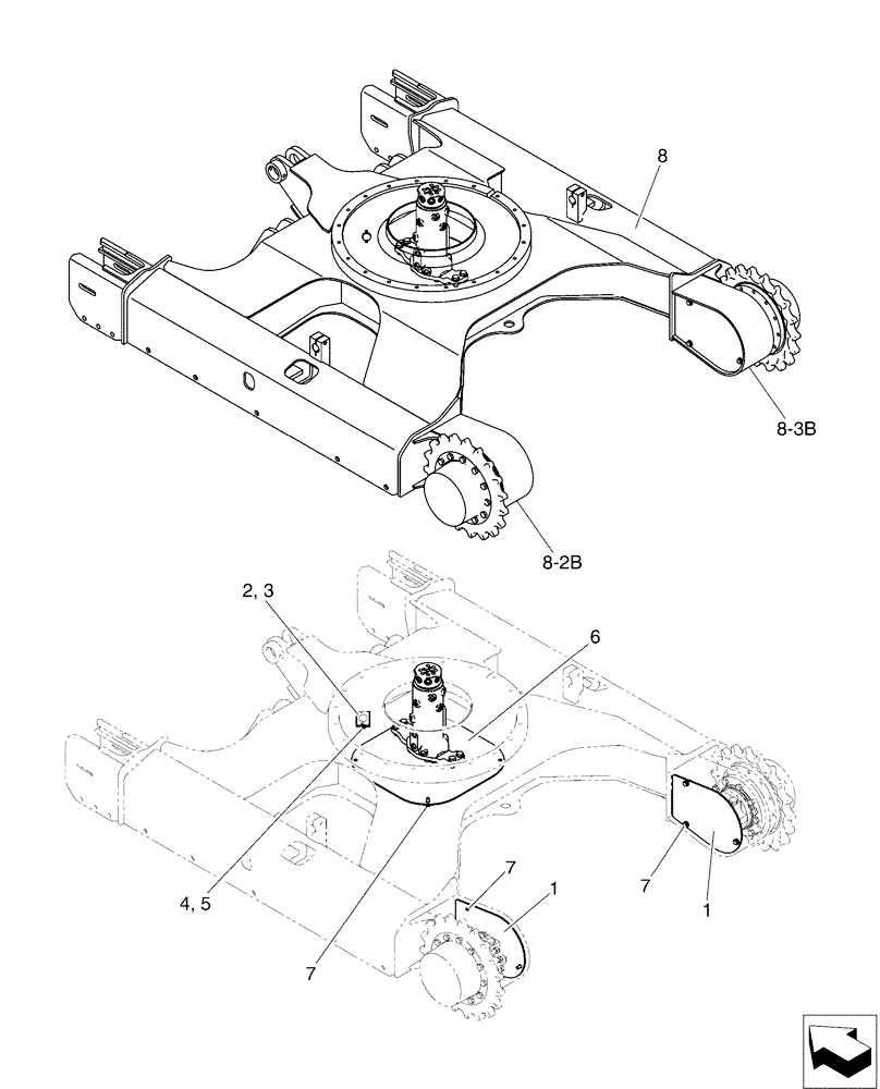 Схема запчастей Case CX50B - (02-002) - LOW GROUP, ANGLE DOZER (39) - FRAMES AND BALLASTING