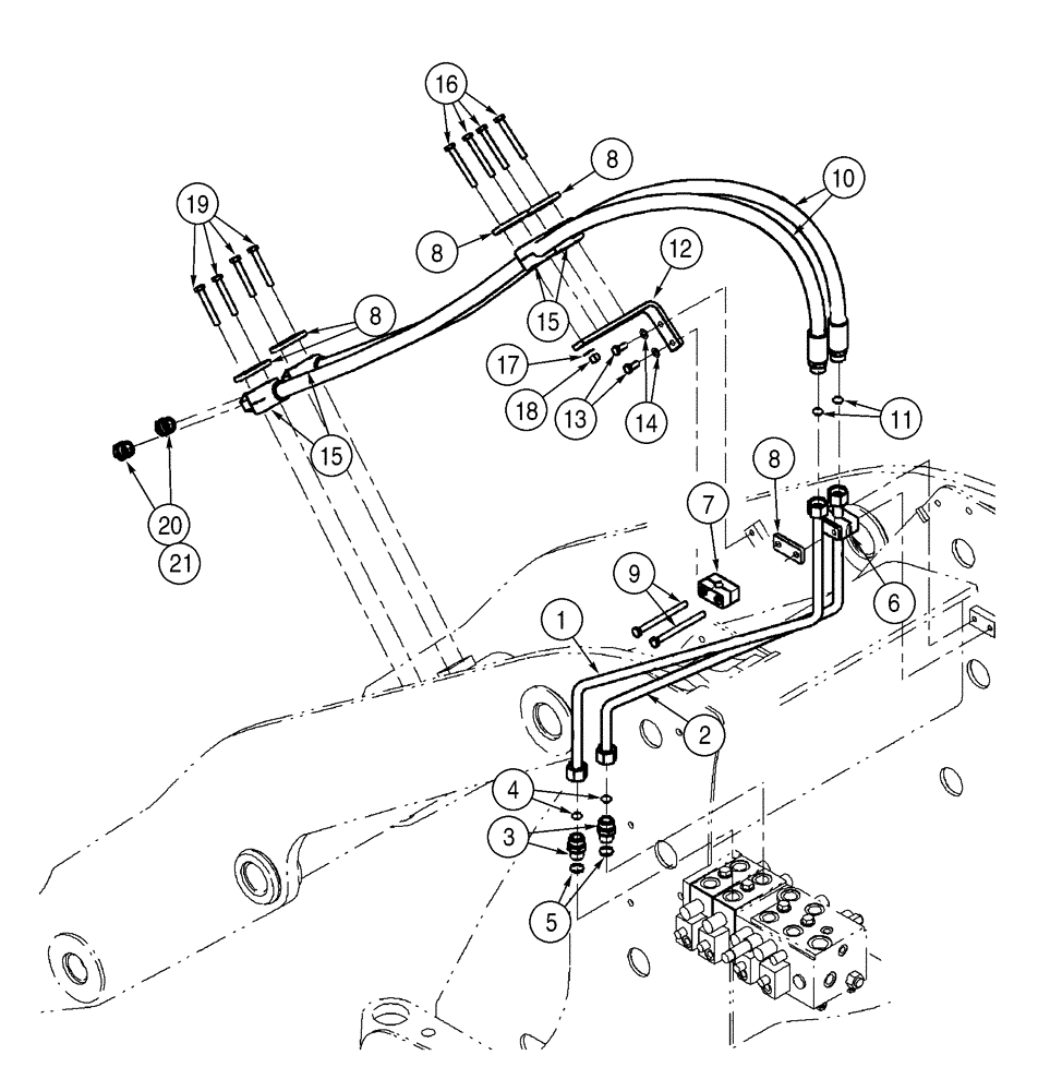 Схема запчастей Case 621D - (08-09) - HYDRAULICS - LOADER AUXILIARY, XT LOADER, THREE SPOOL (08) - HYDRAULICS