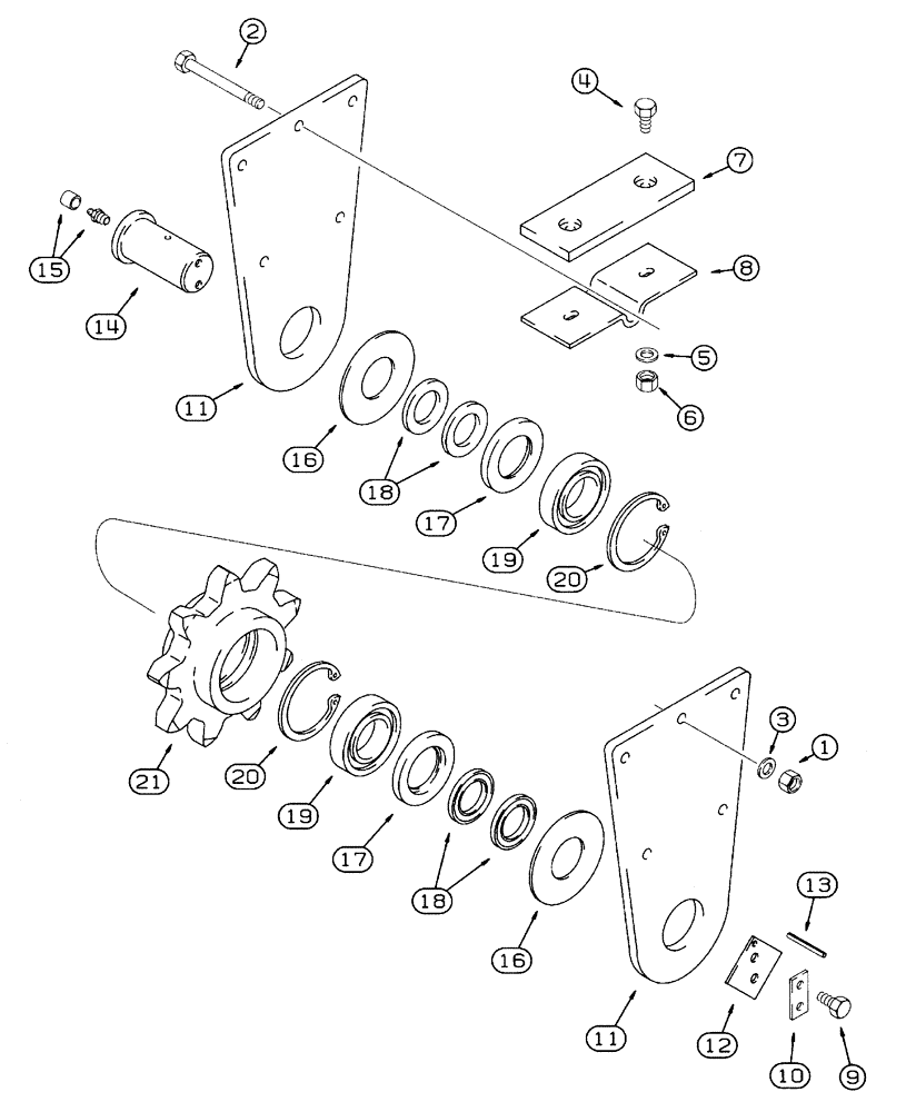 Схема запчастей Case 460 - (9-51A) - IDLER SPROCKET AND MOUNTING, EARLY PRODUCTION, STANDARD BOOM (09) - CHASSIS/ATTACHMENTS