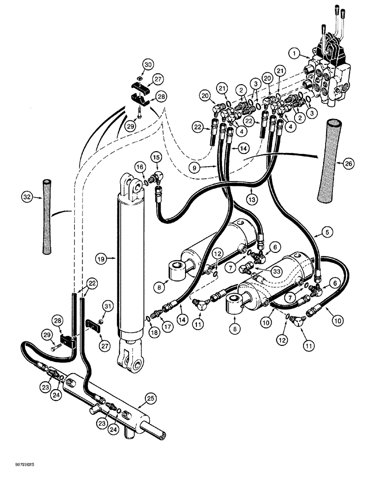 Схема запчастей Case 760 - (08-138) - PLOW HYDRAULIC CIRCUIT, PLOW CONTROL VALVE TO PLOW CYLINDERS, PRIOR TO P.I.N. JAF0104938 (35) - HYDRAULIC SYSTEMS