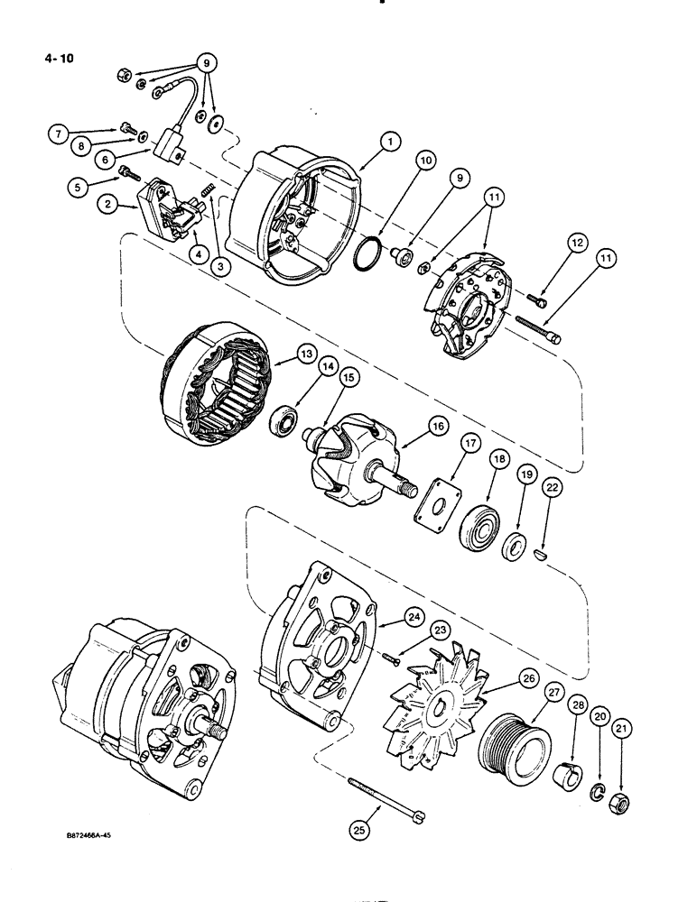 Схема запчастей Case W11B - (4-010) - ALTERNATOR, BOSCH (04) - ELECTRICAL SYSTEMS