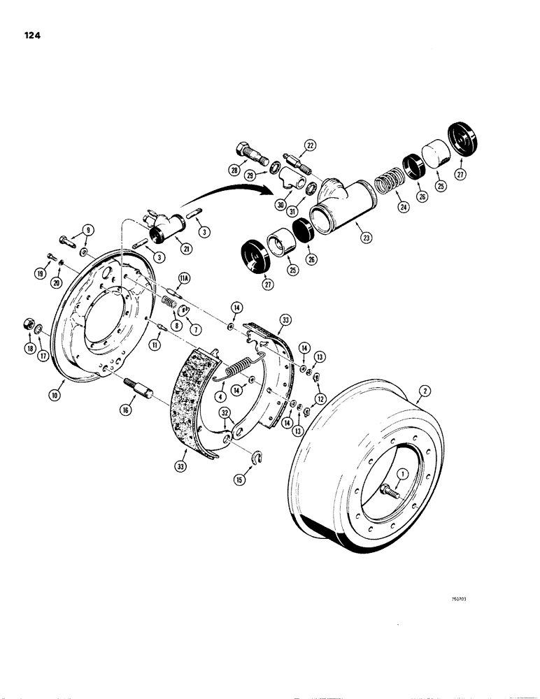 Схема запчастей Case W20 - (124) - FRONT AND REAR AXLE BRAKES (06) - POWER TRAIN