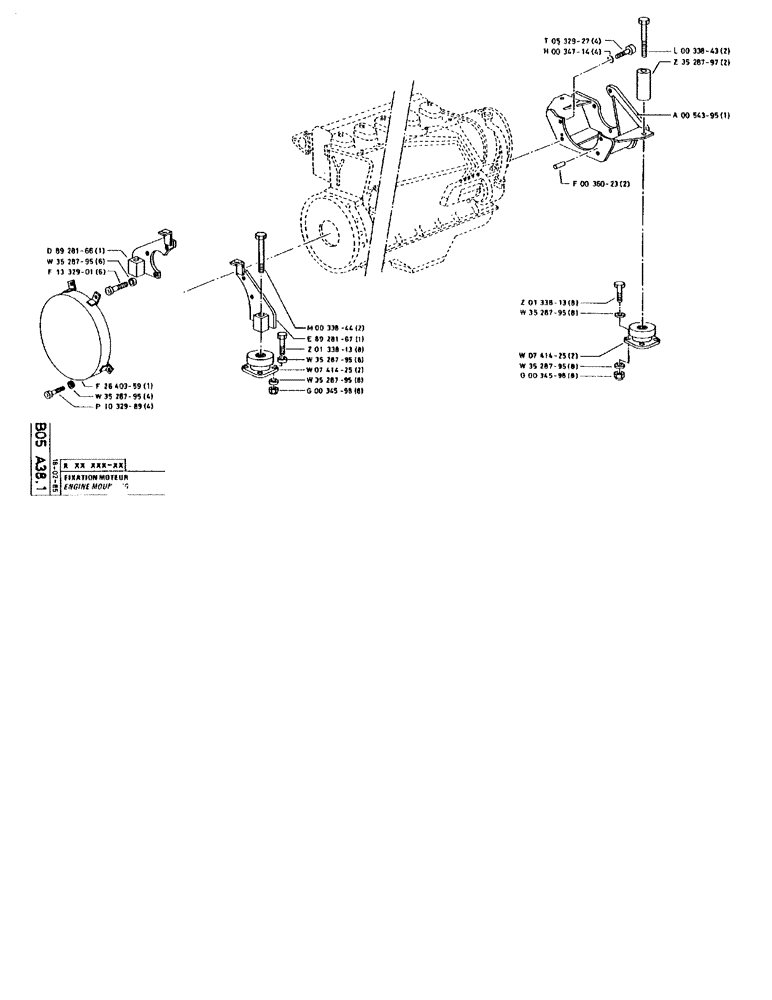 Схема запчастей Case 90BCL - (103) - ENGINE MOUNTING (01) - ENGINE