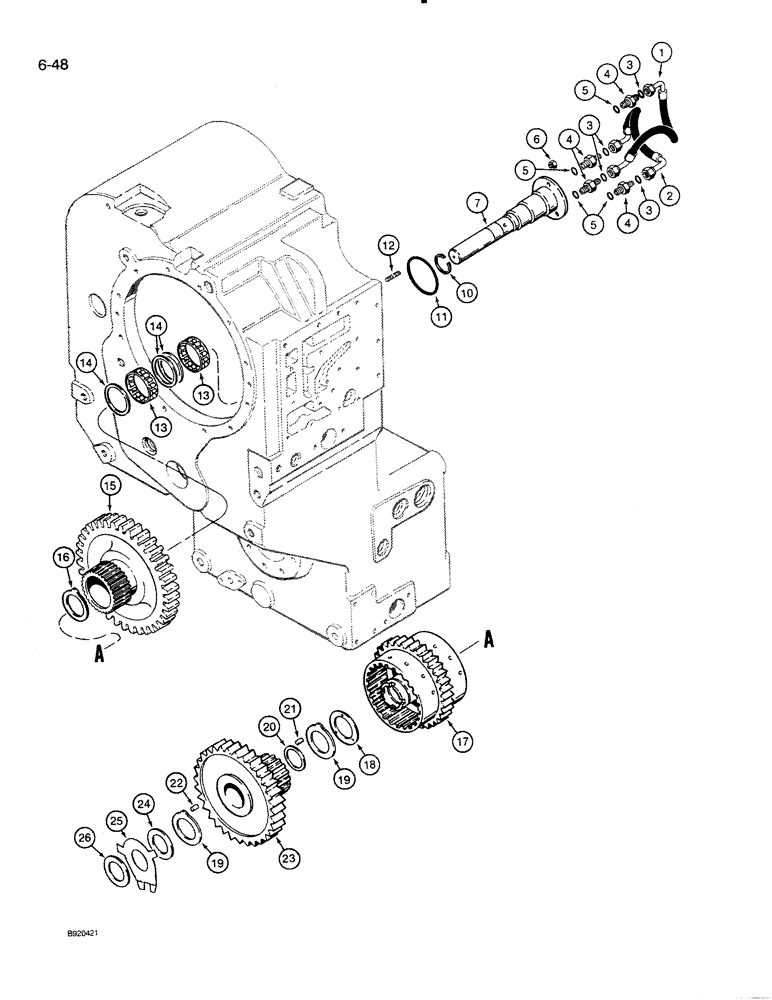 Схема запчастей Case 821 - (6-048) - TRANSMISSION ASSEMBLY, REVERSE AND SECOND CLUTCHES, P.I.N. JAK0024165 AND AFTER (06) - POWER TRAIN