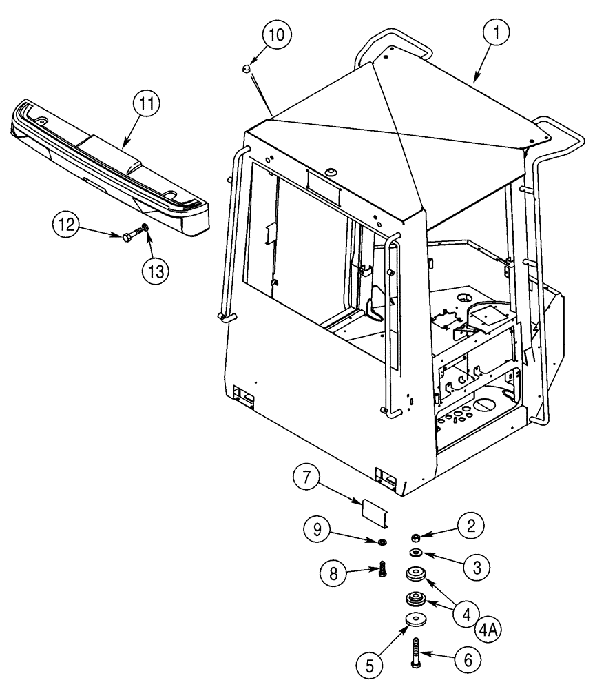 Схема запчастей Case 621D - (09-55) - CANOPY, ROPS - MOUNTING (09) - CHASSIS