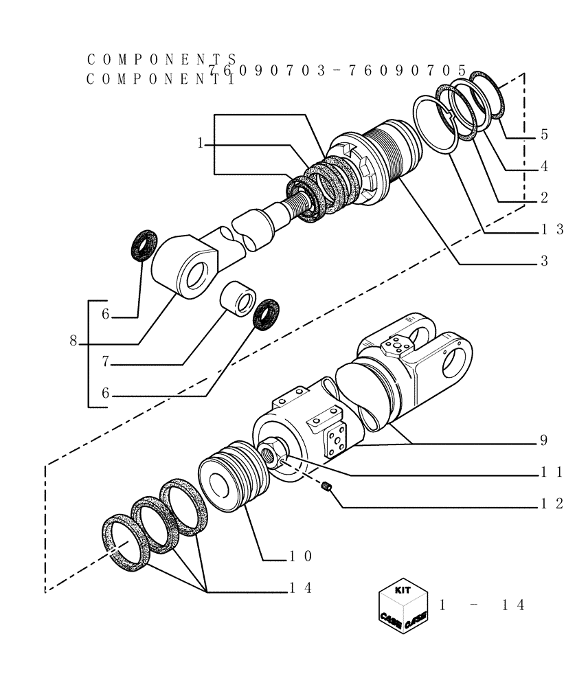 Схема запчастей Case 1850K - (9.522[05]) - RIPPER (PD) - LIFT CYLINDERS - OPTIONAL CODE 784115041 (19) - OPTIONS