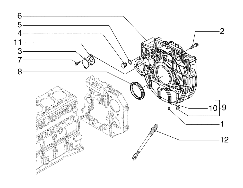 Схема запчастей Case 885 - (02-38[01]) - FLYWHEEL BOX (02) - ENGINE