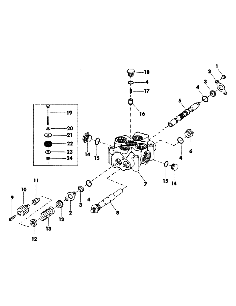 Схема запчастей Case 40BLC - (256) - 1-SPOOL MAIN CONTROL VALVE, (USED WITH LEVELER CIRCUIT) (07) - HYDRAULIC SYSTEM