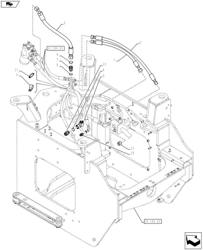 Схема запчастей Case 921F - (41.200.01[02]) - STEERING, HYDRAULICS 921F, NO JOYSTICK (41) - STEERING