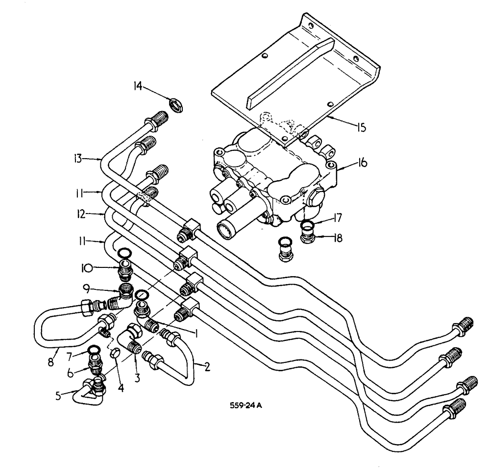 Схема запчастей Case 3400 - (080) - LOADER VALVE AND TUBING (35) - HYDRAULIC SYSTEMS