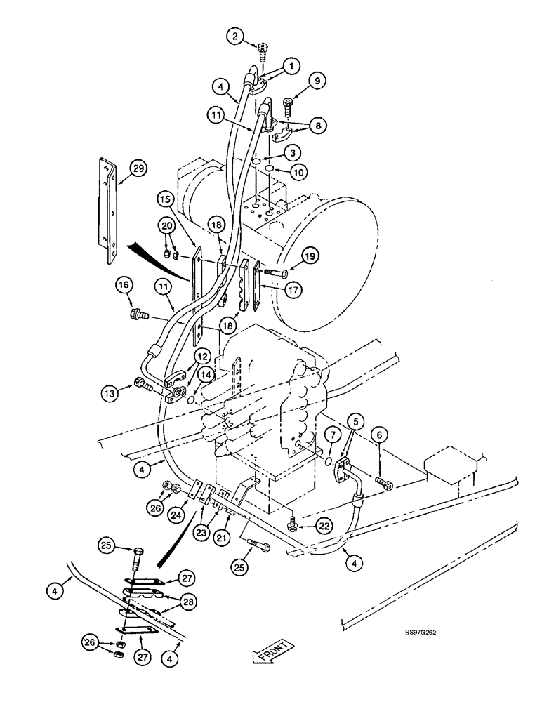 Схема запчастей Case 9040B - (8-008) - CONTROL VALVE SUPPLY LINES (08) - HYDRAULICS