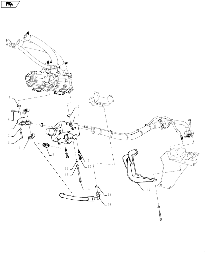 Схема запчастей Case 1021F - (21.130.07) - HYDRAULIC PUMP INSTALL WITH PRIORITY TO LDR VALVE (21) - TRANSMISSION