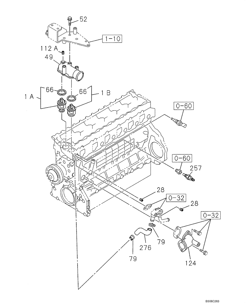 Схема запчастей Case CX330 - (02-031-01[01]) - ENGINE WATER CIRCUIT - THERMOSTAT (02) - ENGINE
