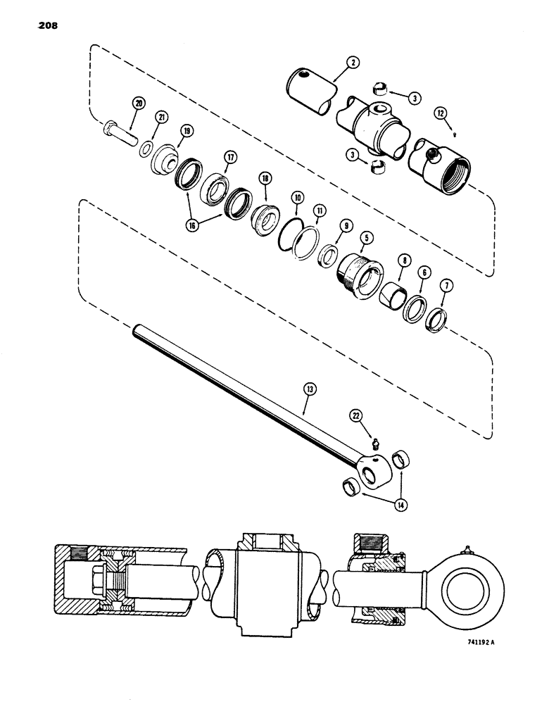 Схема запчастей Case 450 - (208) - G33466 RIPPER CYLINDER, GLAND OR TUBE IS STAMPED WITH CYLINDER PART NUMBER (07) - HYDRAULIC SYSTEM