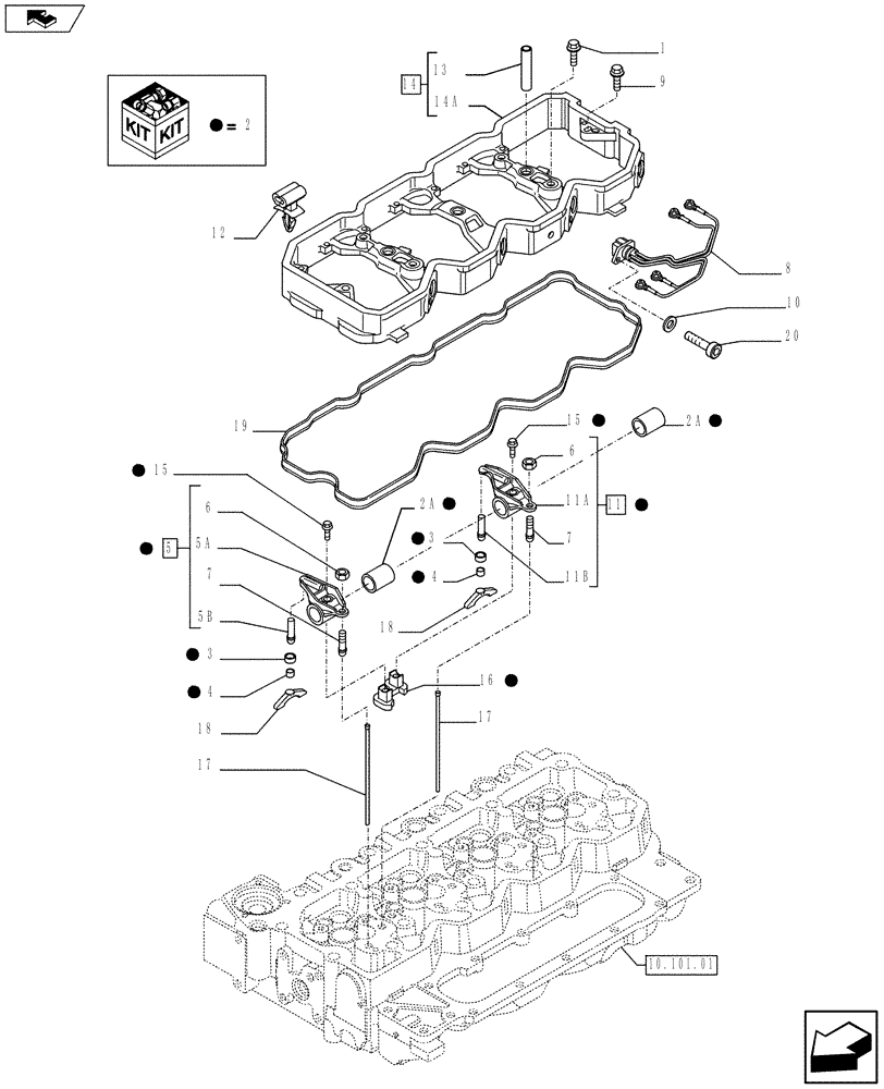 Схема запчастей Case F4HE0484G J102 - (10.106.02) - ROCKER SHAFT (2854376) (10) - ENGINE