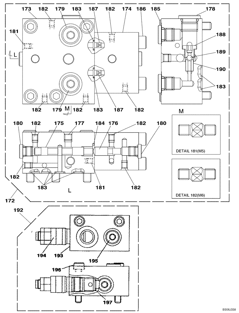 Схема запчастей Case CX130 - (08-124) - KNJ3000 PUMP ASSY, HYDRAULIC - PILOT VALVE (08) - HYDRAULICS