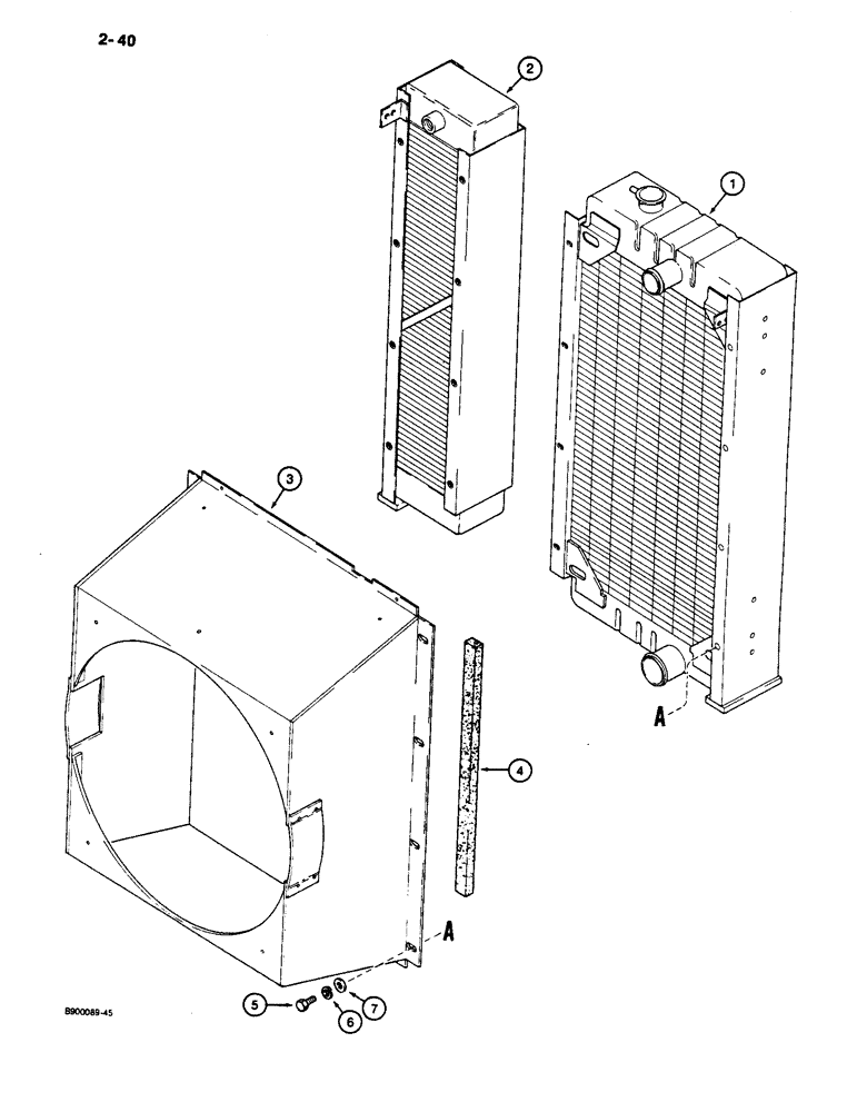 Схема запчастей Case 650 - (2-40) - RADIATOR ASSEMBLY (02) - ENGINE