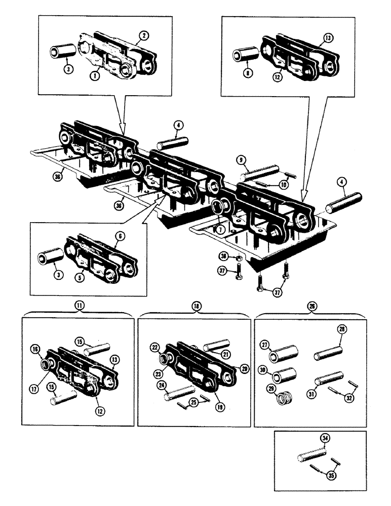 Схема запчастей Case 800 - (170) - TRACK INSTALLATION, TRACK CHAIN (04) - UNDERCARRIAGE