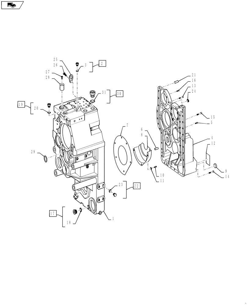 Схема запчастей Case 1121F - (21.116.05) - TRANSMISSION HOUSING (21) - TRANSMISSION