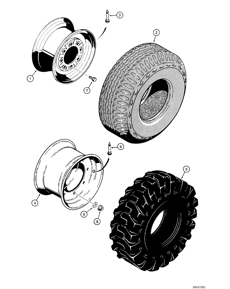 Схема запчастей Case 586G - (05-10) - WHEELS, REAR (05) - STEERING