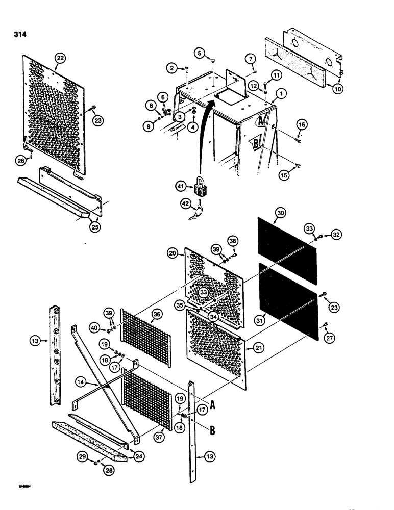 Схема запчастей Case 850C - (314) - GRILLE AND RADIATOR GUARDS (05) - UPPERSTRUCTURE CHASSIS