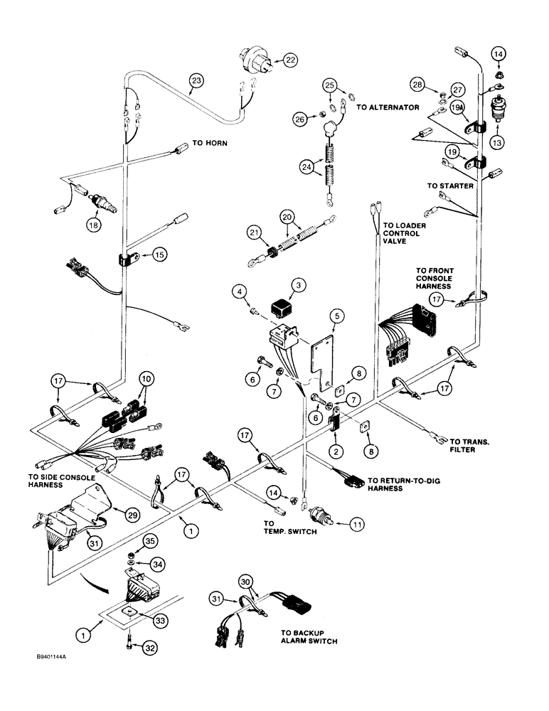 Схема запчастей Case 580SK - (4-17A) - ENGINE ELECTRICAL CIRCUIT, P.I.N. JJG0167019 AND AFTER (04) - ELECTRICAL SYSTEMS