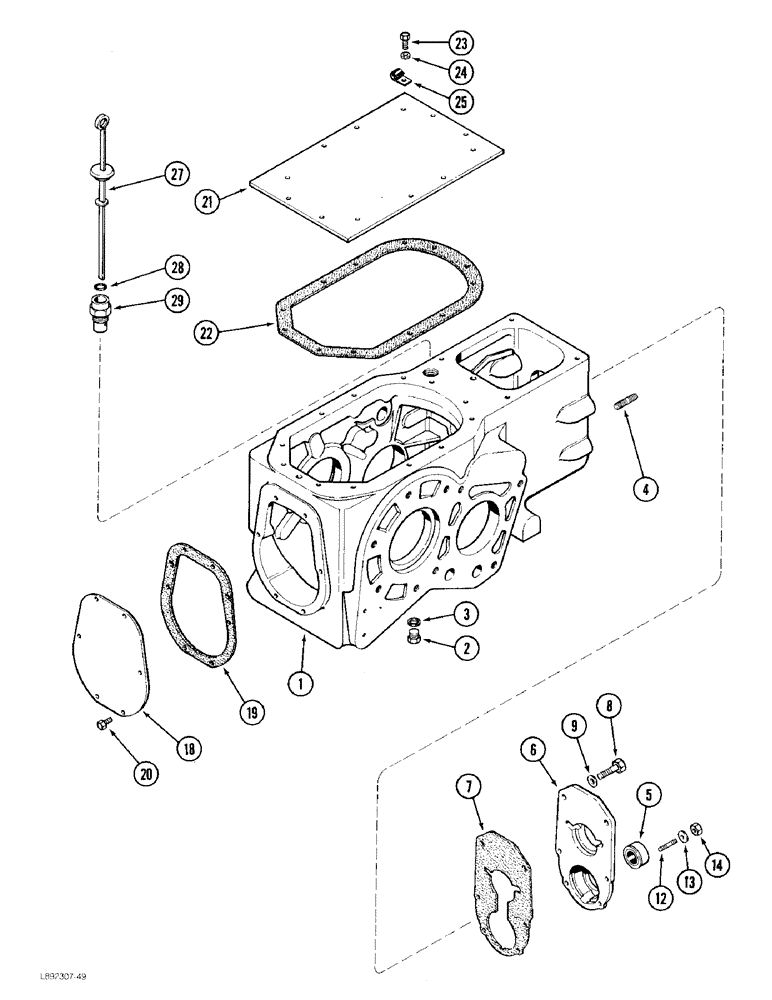 Схема запчастей Case 584E - (6-58) - TRANSAXLE TRANSMISSION HOUSING, 2 WHEEL DRIVE (06) - POWER TRAIN