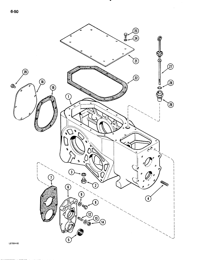Схема запчастей Case 480E LL - (6-50) - TRANSAXLE TRANSMISSION HOUSING, 2 WHEEL DRIVE (06) - POWER TRAIN
