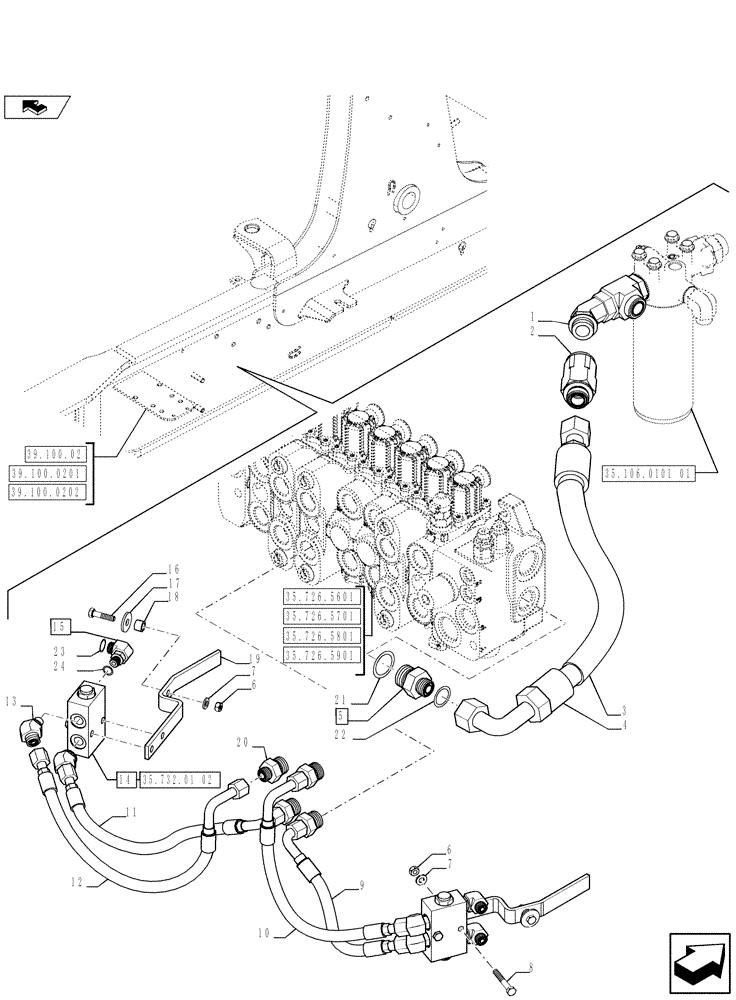 Схема запчастей Case 590SN - (35.732.0101) - VAR - X20233X - HYDRAULICS - CHECK VALVE INSTALL, STABILIZER CYLINDERS (35) - HYDRAULIC SYSTEMS