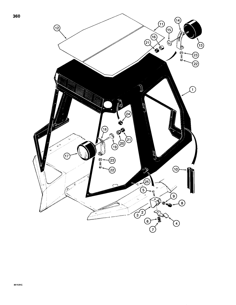 Схема запчастей Case 680H - (360) - BLACK CAB FRAME AND LAMPS (09) - CHASSIS/ATTACHMENTS