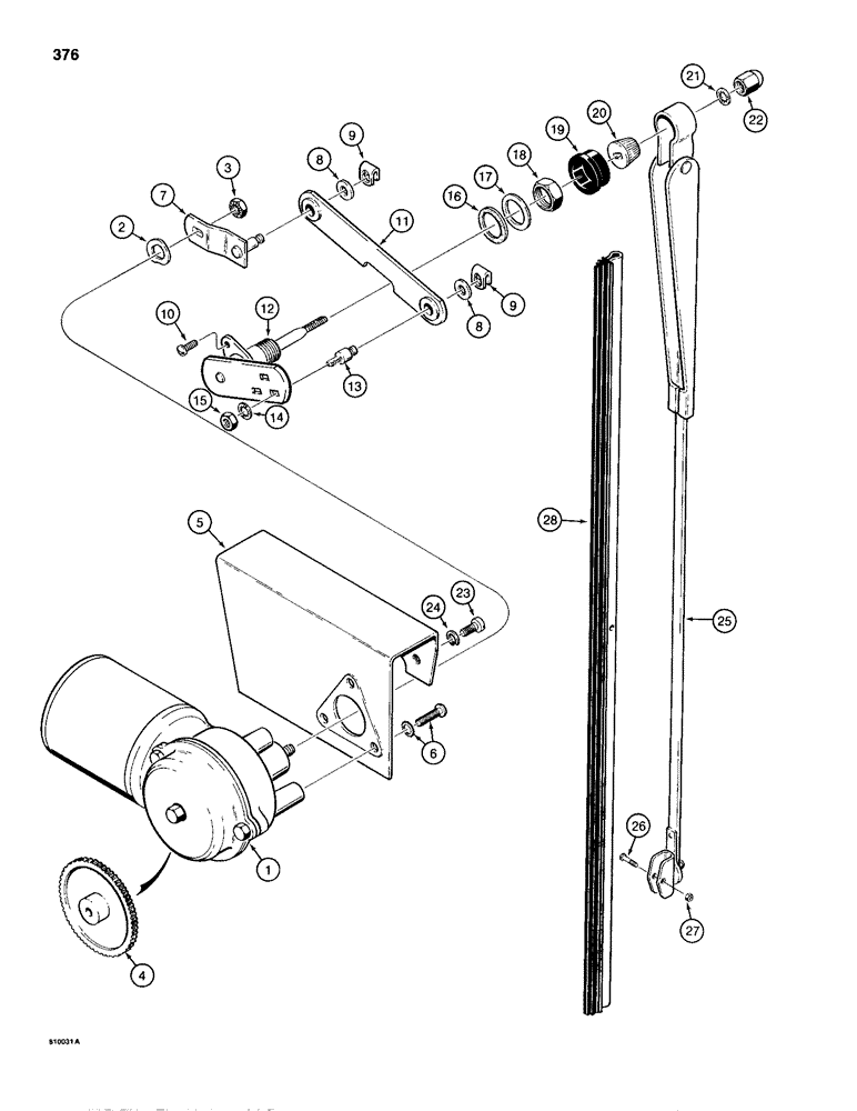 Схема запчастей Case 680H - (376) - CAB FRONT WINDSHIELD WIPER, AMERICAN BOSCH PARTS (09) - CHASSIS/ATTACHMENTS