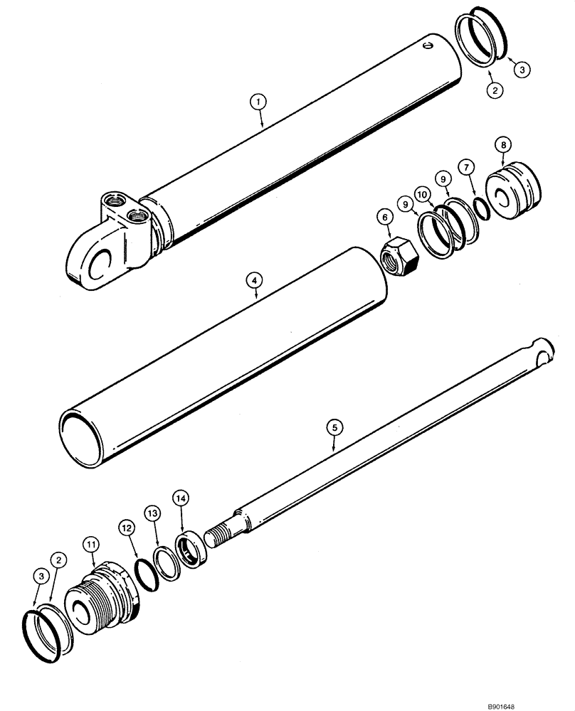 Схема запчастей Case 1840 - (08-61) - CYLINDER ASSY - STABILIZER CYLINDER (D125) (08) - HYDRAULICS