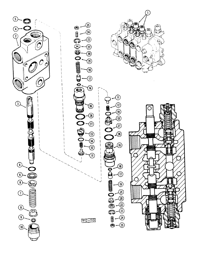 Схема запчастей Case 35 - (188) - DIPPER-AND-BUCKET CONTROL SECTION G33097 