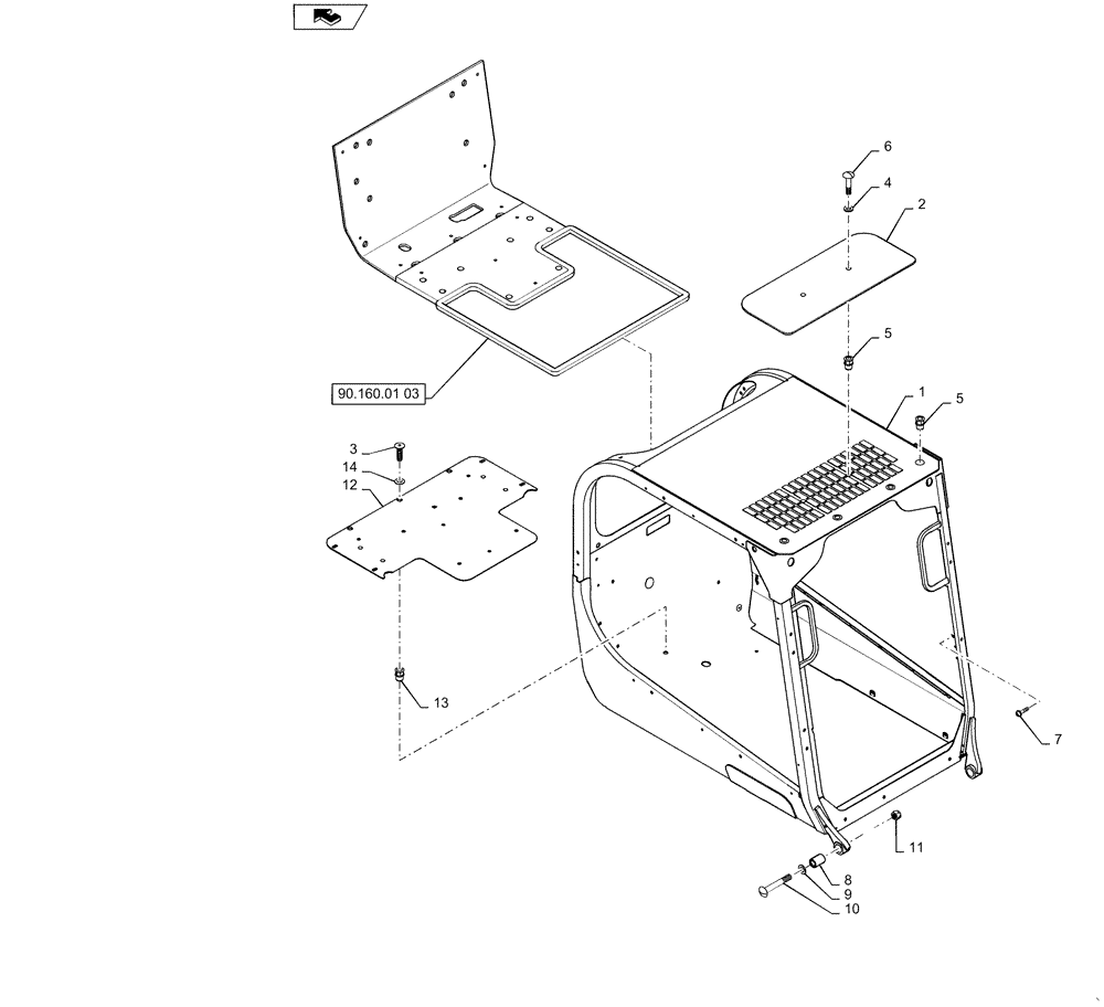Схема запчастей Case SR130 - (90.119.AB[01]) - CAB CASE SMALL (SR130,SR150) (90) - PLATFORM, CAB, BODYWORK AND DECALS