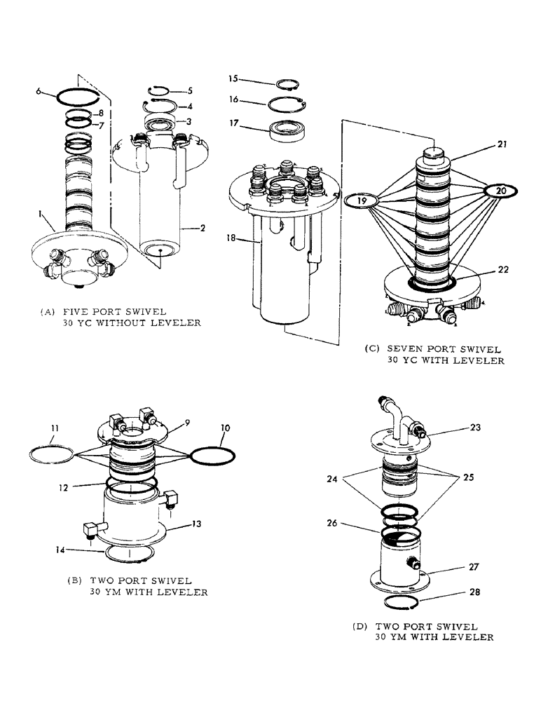 Схема запчастей Case 30YC - (056) - HYDRAULIC SWIVELS (07) - HYDRAULIC SYSTEM